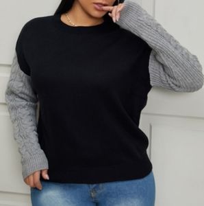 Beautiful Black/Gray Sweater w/ textured Sleeves